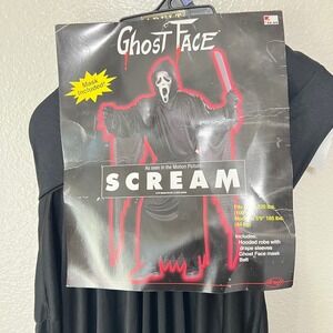 Vintage Fun World Adult Ghost Face Scream Costume Hooded Robe with Drape Sleeves